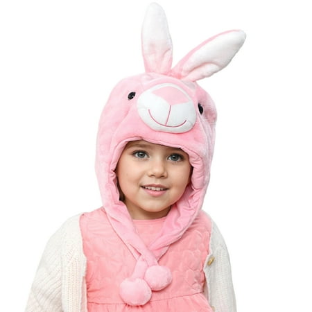 AJGRHE Kids Cute Animal Winter Hats Ear Cozy Children Themed Headwear Pink 6M-5Y