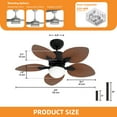 thumbnail image 4 of Craftian 44"  Tropical Ceiling Fan with Lights and Remote,5 Palm Leaf Blades, 3-Color LED, Timer & Memory, Indoor/Outdoor - Walnut, 4 of 10