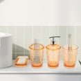 thumbnail image 4 of Unique Bargains 4Pcs Transparent Bathroom Accessories Set Orange Red, 4 of 4