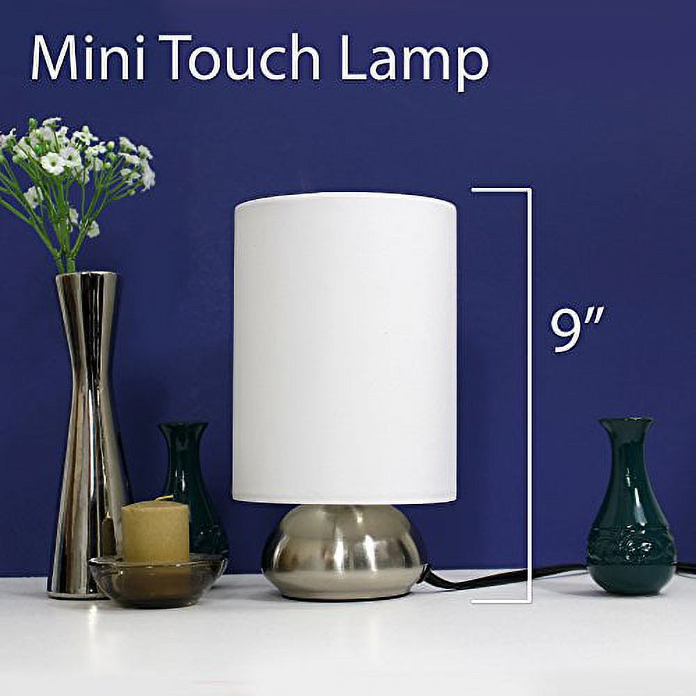 Simple Designs Gemini 2 Pack Mini Touch Lamp with Brushed Nickel Base and Ivy Fabric Shades - image 3 of 3