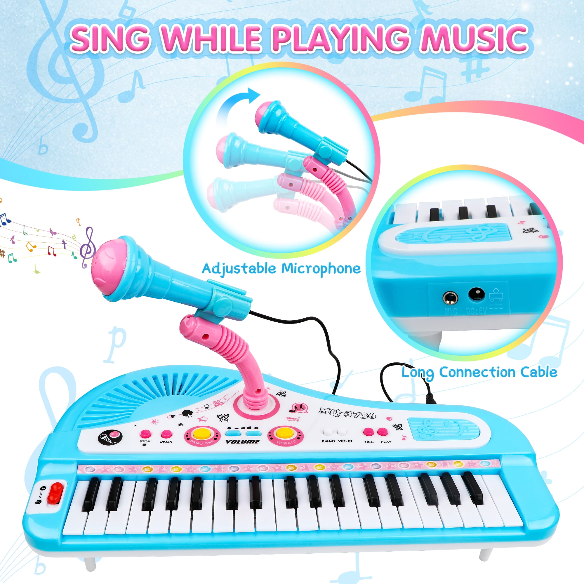 Piano Toy Keyboard pour enfants Cadeau d'anniversaire Age 1+ Rose