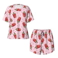thumbnail image 5 of Wukai Watermelon Ice Cream Print Women's Pajama Set - Short-Sleeve Top and Shorts with Elastic Waistband and Pockets for Loungewear, Yoga, and Casual Wear-Small, 5 of 8