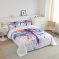thumbnail image 3 of Colorful Dragonfly Comforter Set Full Size 3 Pcs,Watercolor Tie Dye Graffiti Print Decor Bedding Set Teens Adults,Natural Wild Creature Simple Style Comforter Duvet Set with 2 Pillowcases, 3 of 7