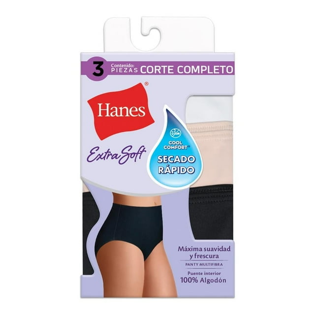Pantaleta Hanes para Mujer, Completa 3 Piezas Multicolor Talla 5