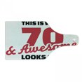 thumbnail image 1 of 70th Birthday Cutting Board, Words 70 Birthday Celebrations, Decorative Tempered Glass Cutting and Serving Board, Wine Bottle Shape, Dark Coral White, by Ambesonne, 1 of 1
