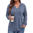 thumbnail image 2 of WellSize Womens Plus Size Hoodies Trendy Drawstring Sweatshirts for Women Casual V Neck Tops Fall Lightweight Pullover, 2 of 8