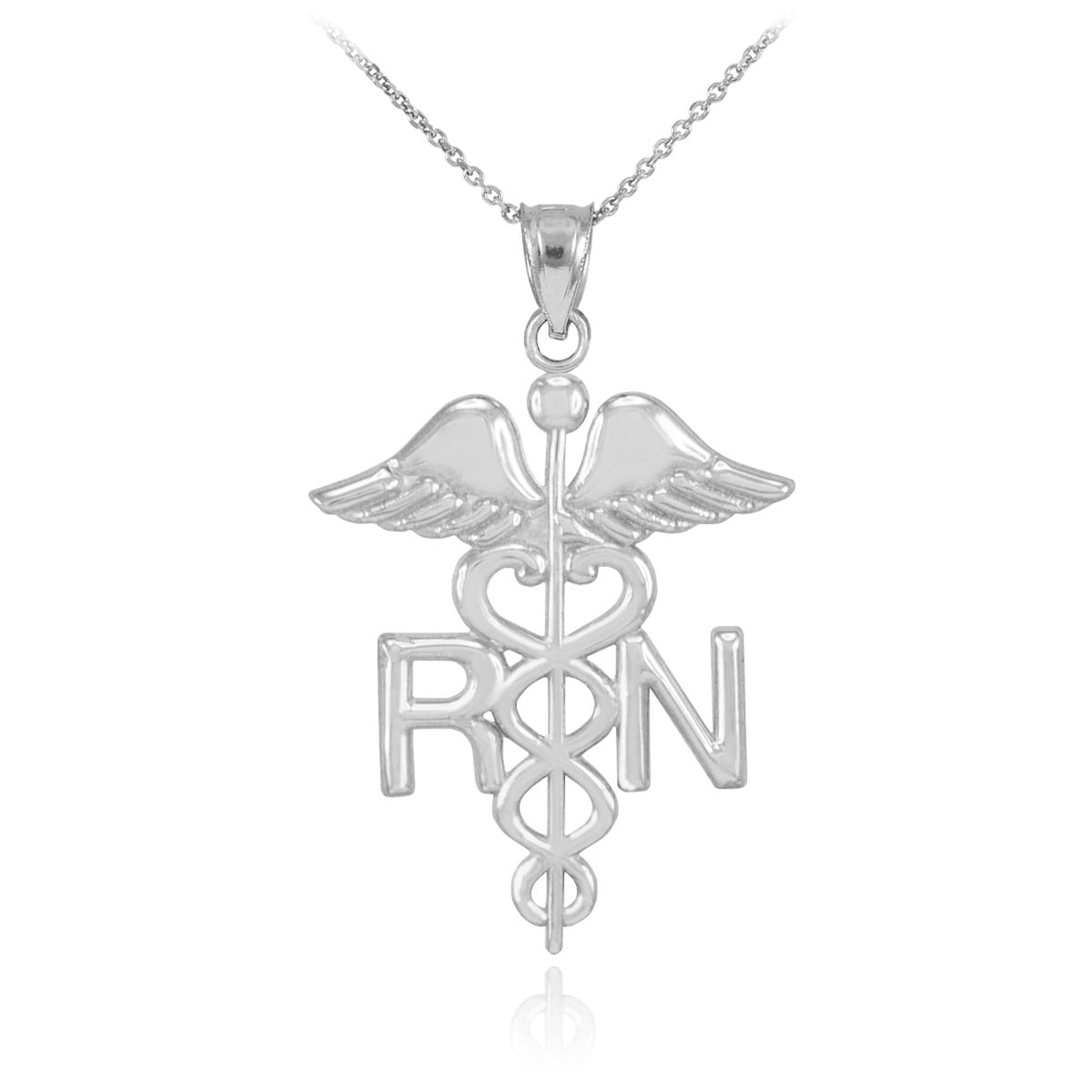 .925 Sterling Silver Registered Nurse RN Medical Necklace (Pendant with 16" chain)
