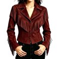 thumbnail image 2 of Suede Jacket for Women Lapel Collar Button Down Tassel Hem Vintage Jacket Fall Winter Causal Loose Coat, XL, 2 of 5