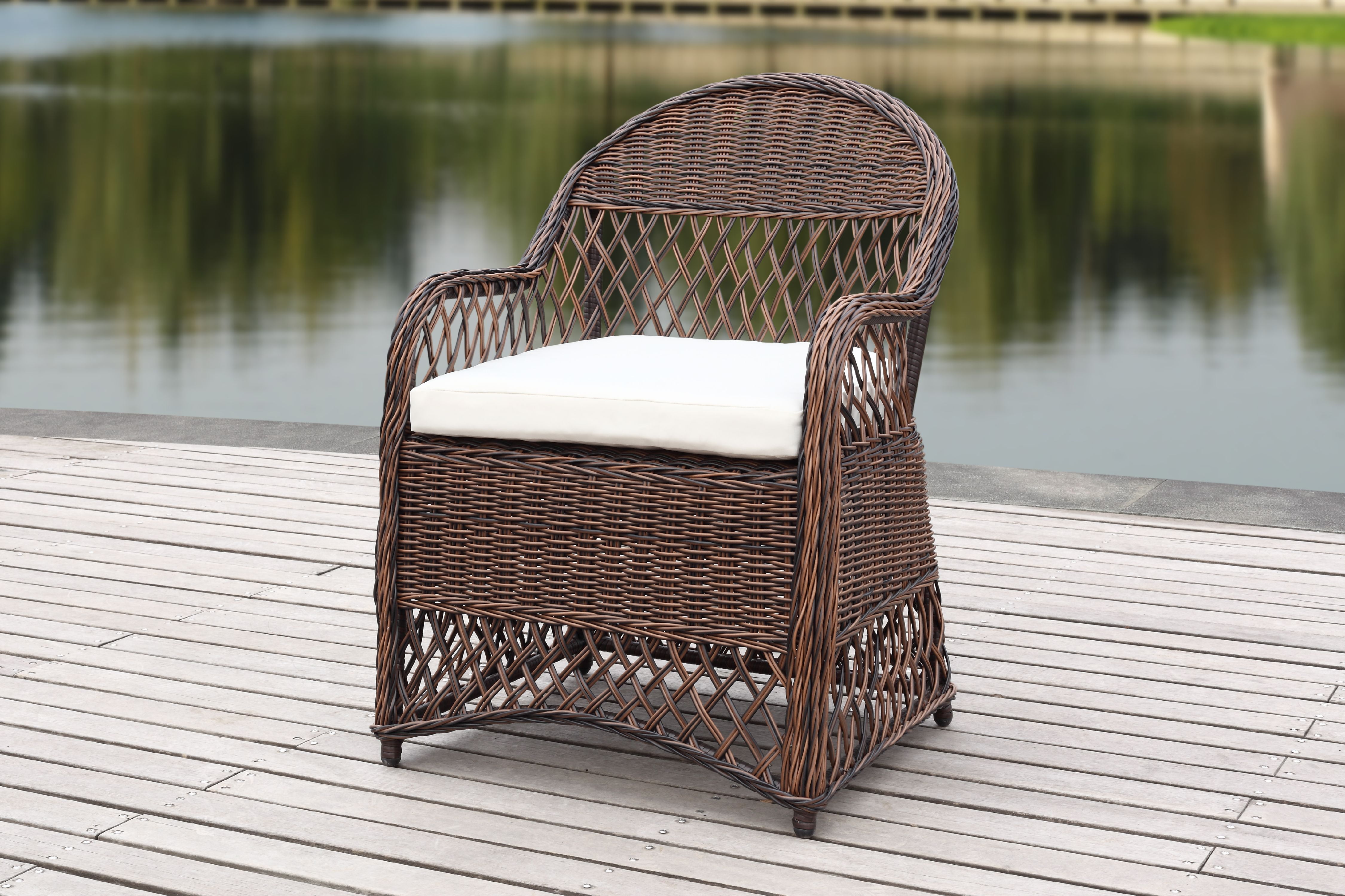 Safavieh Davies Outdoor Patio Wicker Arm Chair - Brown/Beige - Walmart
