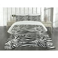 thumbnail image 3 of Ambesonne Black White Quilted Bedspread Set 3 Pcs, Wild Zebra Lines, King Size, Black White, 3 of 5