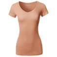 thumbnail image 1 of FashionOutfit Women's Solid Basic Various Colors V-Neck Short Sleeves Top, 1 of 1