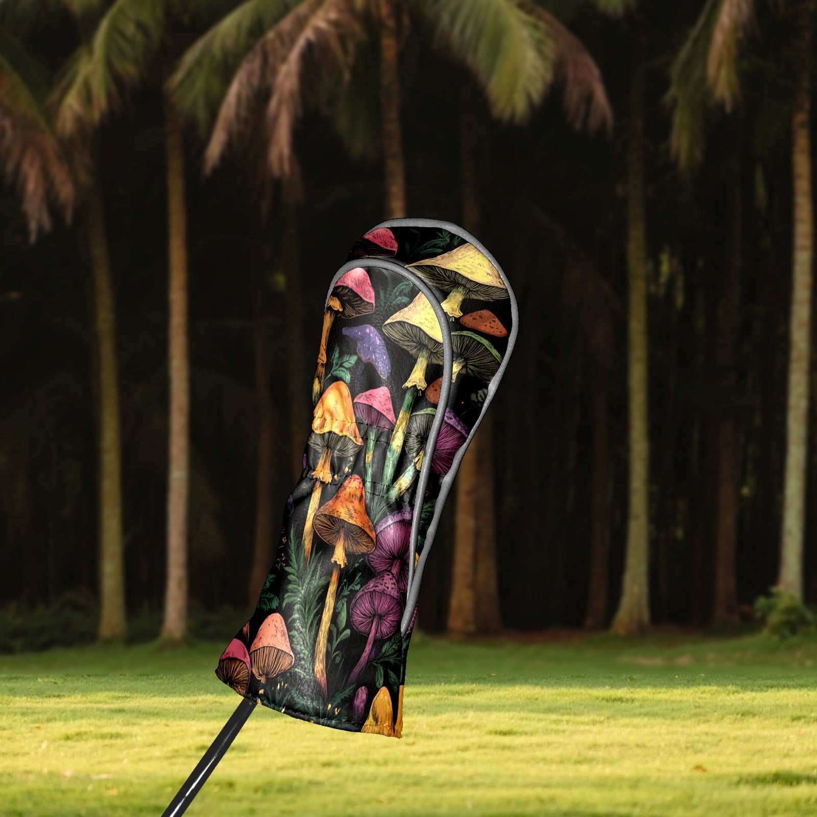 Golf Club Covers PU Leather Waterproof Head Covers for Fairway Woods Hybrids Mushroom Forest