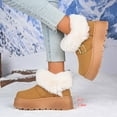 thumbnail image 6 of Gamivast Ankle Boots for Women Winter Slip-On Fuzzy Fleece Lined Warm Snow Booties Fashion Sherpa Collar Platformed Non-Slip Shoes Comfortable Chunky Flat Heel Round Toe for Outdoor Indoor, 6 of 6