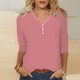 thumbnail image 2 of Blusa de manga 3/4 y cuello en V para mujer: estampado floral, poliéster, corte ajustado, prenda elegante informal para la oficina o una fiesta, combina con vaqueros o faldas., 2 of 5