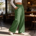 thumbnail image 4 of cocolona Linen Pants Women Summer High-waisted Wide Leg Beach Pants Trendy Casual Baggy Drawstring Trousers with Pockets, 4 of 4