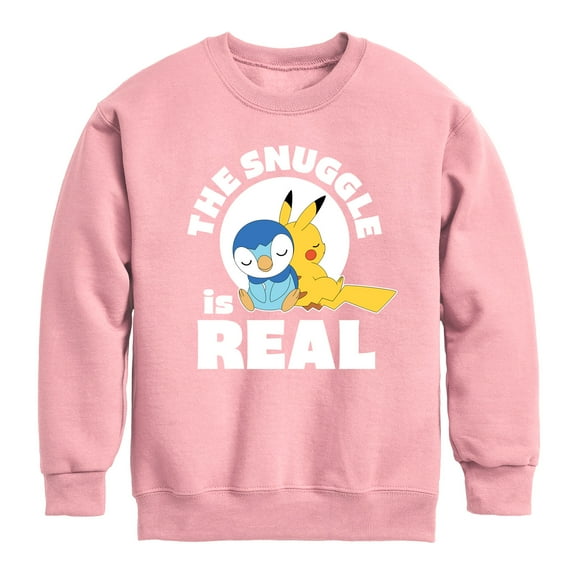Pokémon - The Snuggle Is Real Pikachu And Piplup - Youth Crewneck Fleece Sweatshirt