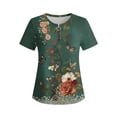 thumbnail image 6 of Erwazi Women's Short Sleeve Printed Blouse Zip V Neck Trendy Relax Fit Pullover Summer Casual Tops, 6 of 6