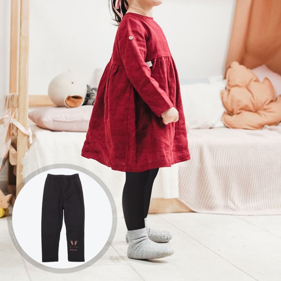 BEADCEST Toddler Girl Fleece Lined Leggings Black 1Pack Winter Style