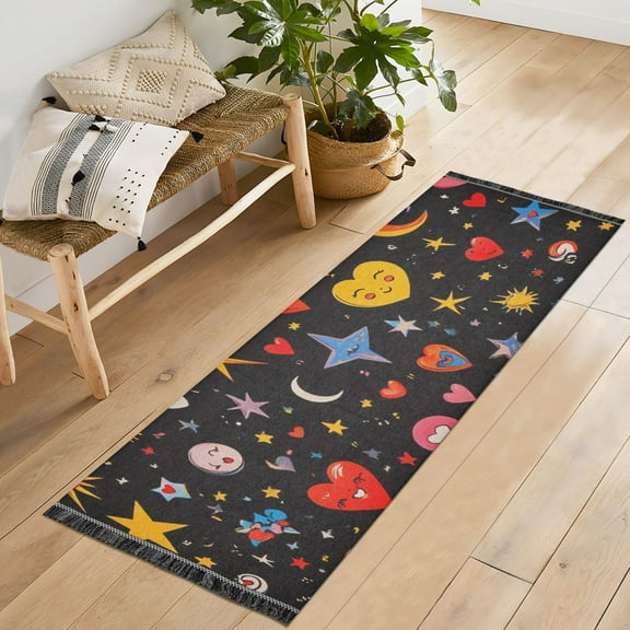 Yayeee Runner Rug for Bedroom 2'x6' Machine Washable Hallway Non Slip Mat, Moon Pattern