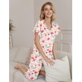 thumbnail image 3 of Conjunto de pijama Ekouaer - Pantalones capri de manga corta con estampado floral, 3 of 6