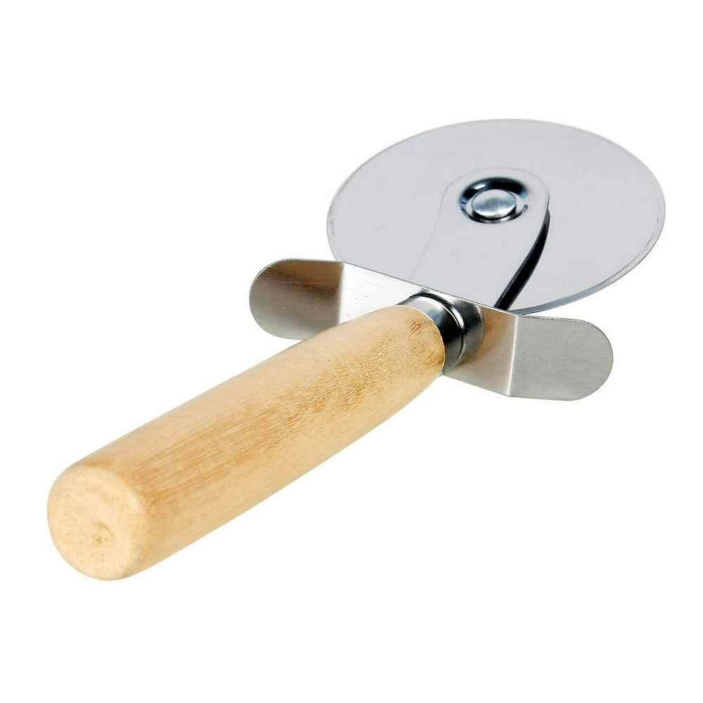 Unique Bargains Kitchen Wooden Handle Stainless Steel Pastry Pizza