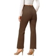 thumbnail image 3 of Pantalones Flare Sólidos de Mujer INSPIRE CHIC con Cremallera Lateral Oculta de Suede Sintético Talla XL Marrón Oscuro, 3 of 6