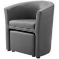 thumbnail image 4 of Armchair Accent Chair and Ottoman, Faux Leather, Grey Gray, Modern Contemporary Urban Design, Living Lounge Room Hotel Lobby Hospitality, 4 of 7