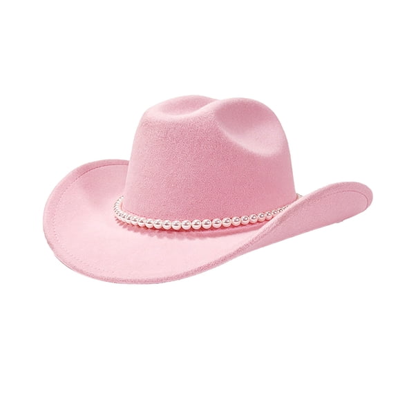 Gtoiithly Women Cowboy Hat Elegant Round Brim Sun Hat Resort Style for Outdoor Beach Leisure Vacations Travel Sun Shade and Fashion Daily Wear Light Pink