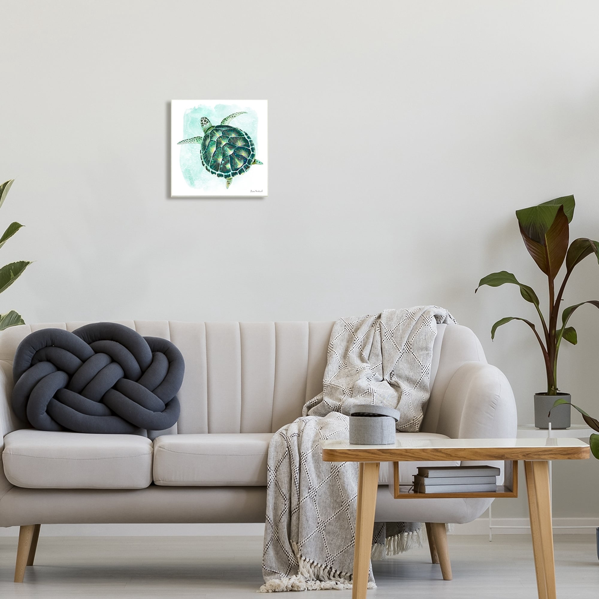 Stupell Industries Green Speckled Sea Turtle Swimming Ocean Water Painting Unframed Art Print Wall Art, Design by Diane Neukirch