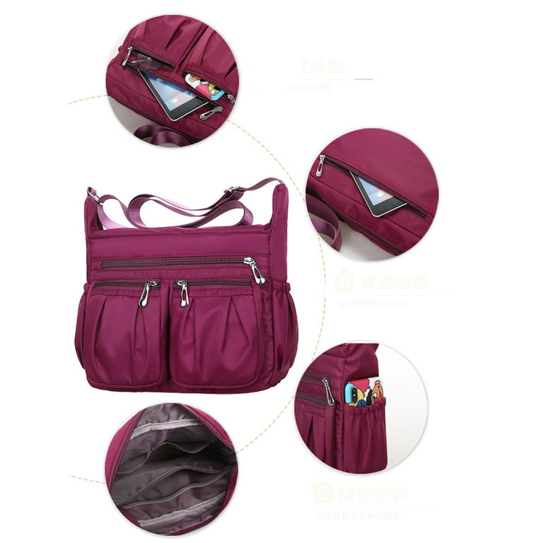 La Packmore Waterproof Nylon Crossbody Bags Multi-Pocket Shoulder Bag  Travel Purse and Handbag in Peacock