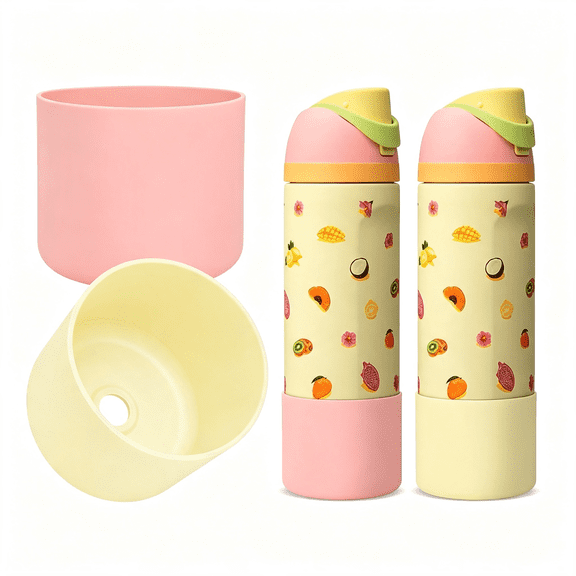 OQRKI 2Pcs Silicone Boots Compatible with Freesip 24Oz, Higher Protective Water Bottle Sleeve, Noise-Reducing, Anti-Slip Silicone Bottom Cover, Bpa-Free (Just Ripe)