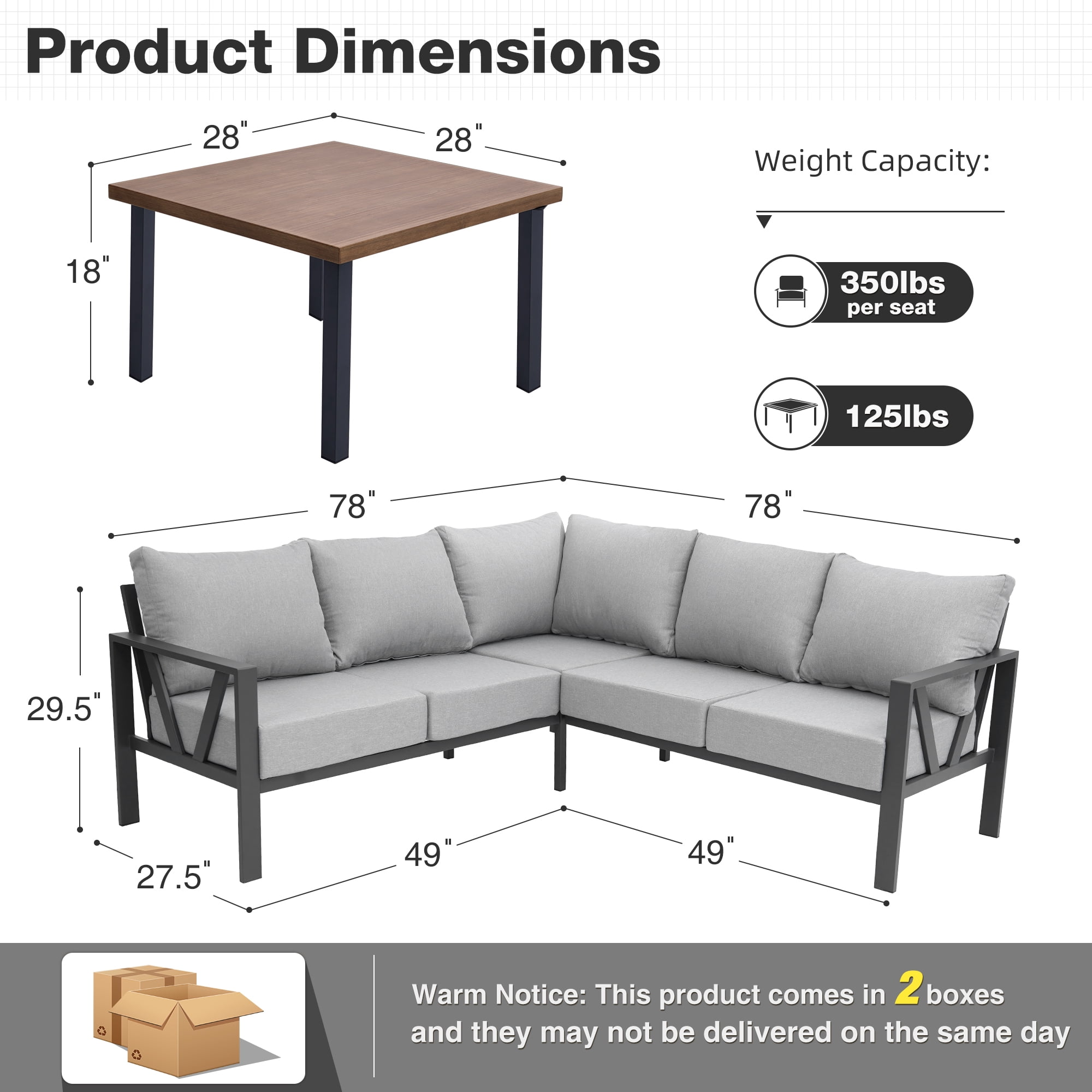 COMLAX FIELD Patio Furniture Set, 6-Piece Outdoor Couch Sectional, L Shaped Patio Corner Sofa, Outdoor Conversation Set