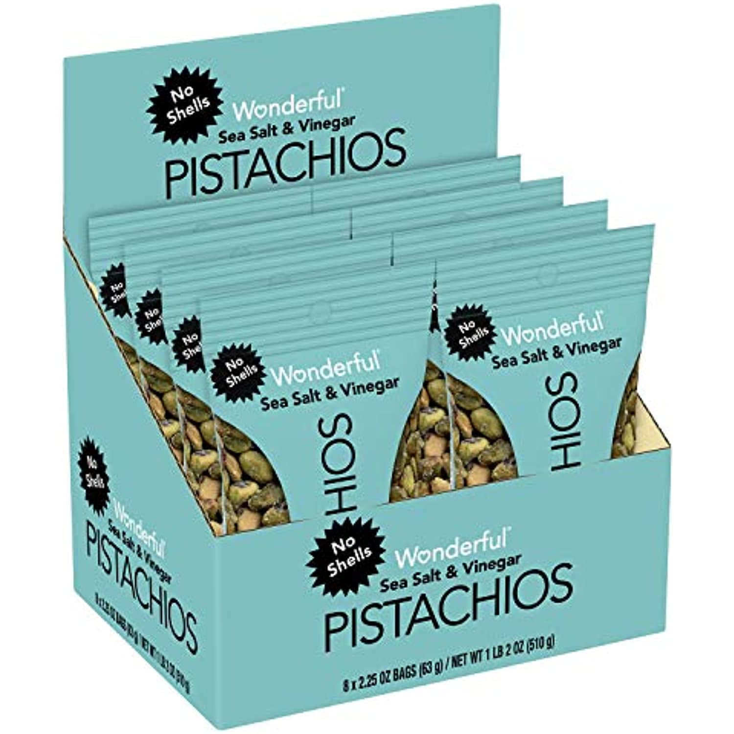 Wonderful Pistachios No Shells, Sea Salt & Vinegar Nuts, 2.25 Oz (Pack