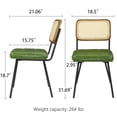 thumbnail image 3 of Art Leon Kitchen Dining Chairs, Rattan Cane Back Faux Leather Upholstered Side Chair, Set of 2, Green, 3 of 9