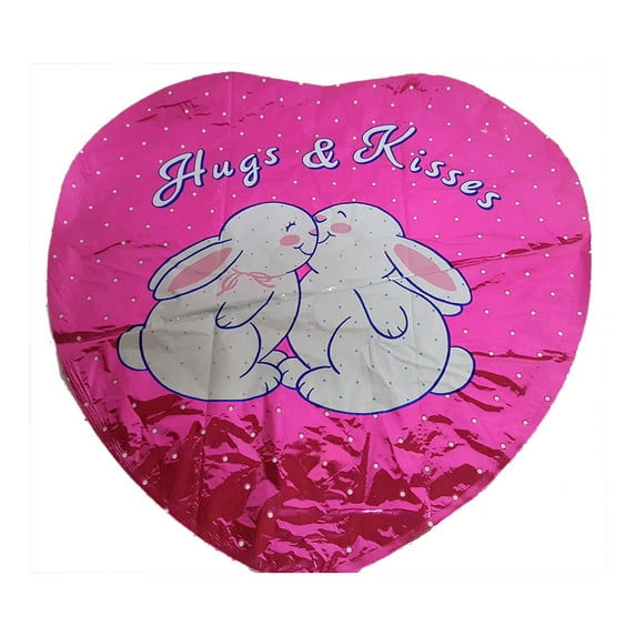 1990 Hallmark Superloon "Hugs & Kisses" Valentine's Day Bunnies Mylar Balloon
