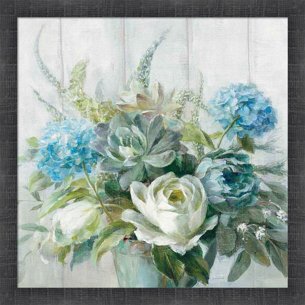 Natural Elegance Floral Art with Rustic Grey Frame