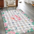 thumbnail image 2 of Pink Flamingo Area Rugs 4'x6', Washable Small Throw Rugs for Office Bathroom, Green Summer Tropical Botanical Grey Plaid Indoor Outdoor Rug Non-Slip Low Pile Carpet Runner Reversible Floor Mats, 2 of 8