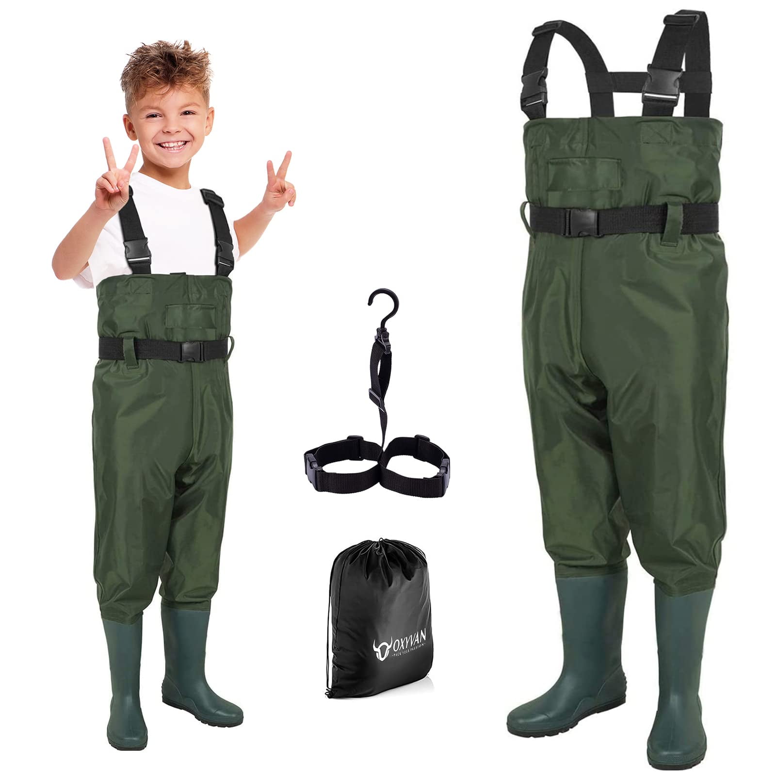 OXYVAN Chest Waders for Kids, Nylon/PVC Waterproof Youth Fishing Waders