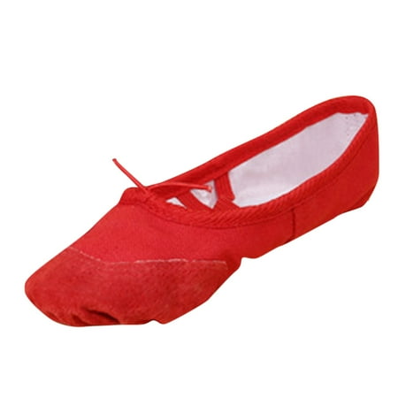 AnuirheiH Girls Dancing Shoes Ballet Elastic Band Dance Shoes Canvas Gymnastics Flats Split Sole Shoes Clearance