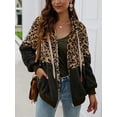 thumbnail image 3 of Womens Leopard Hoodies Fuzzy Fleece Winter Zip Up Hooded Sweatshirts with Pockets, 3 of 7