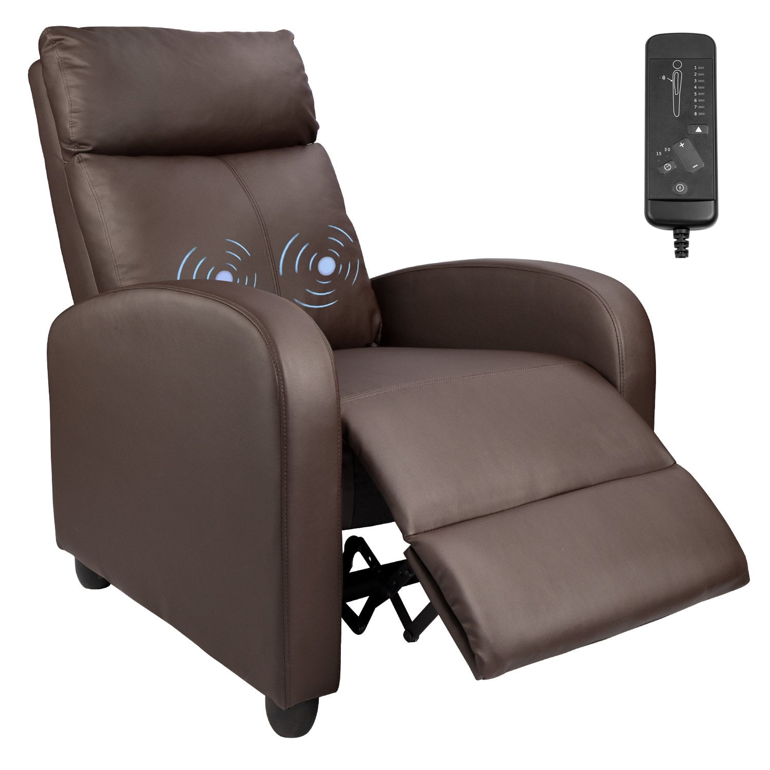 Lacoo Massage Recliner PU Leather Faux Leather Home Theater Recliner with Padded Seat and Massage Backrest, Brown