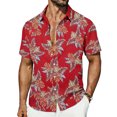 thumbnail image 2 of PNTUTB Men's Summer Fashion Hawaiian Print Collared Button Front Short Sleeve Casual Vacation Loose Comfort Top, 2 of 6