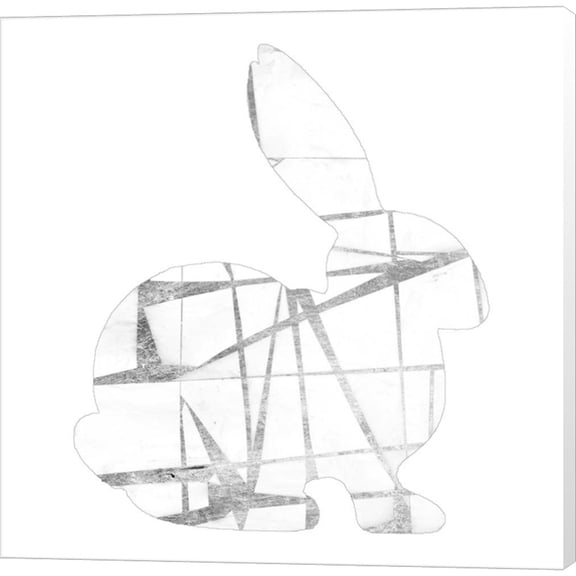 Great Art Now Geometric Rabbit in Silver II by Jennifer Goldberger, Canvas Wall Art, 24W x 24H