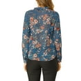 thumbnail image 4 of INSPIRE CHIC Women's Ruffle Collar Long Sleeve Button Down Floral Shirt XS Dark Blue, 4 of 8