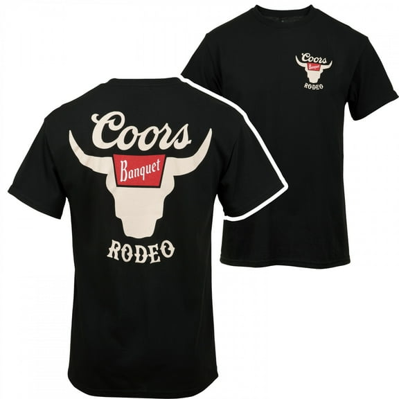 Coors Banquet Rodeo Horns Logo Front and Back Print T-Shirt-Small