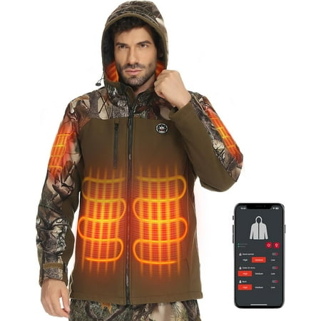 KEMIMOTO Mens Heated Jackets 12V 20000mAh Battery Pack Hooded Jacket for Men Hunting Outdoor Working