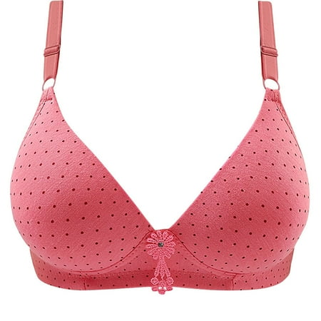 

Qcmgmg Womens Bras No Underwire Full Coverage Underwear Push Up Sleep Bra Watermelon Red 34