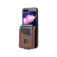 thumbnail image 2 of Case for Samsung Galaxy Z Flip 5, Classic PU Leather Card Slots Magnetic Closure Vintage Shockproof Protective Business Case for Women Men for Samsung Galaxy Z Flip 5 - Brown, 2 of 9