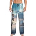 thumbnail image 1 of Fotbe Moonlit Sea Sailboat Pantalones de Pijama para Hombre, Pantalones de Dormir, Pantalones de Casa con Cintura Ajustable y Bolsillos-3X-Large, 1 of 6