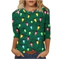thumbnail image 2 of Jovrlynd Christmas Shirts Women Ugly Funny Cute Crewneck 3/4 Sleeve Tops Loose Holiday Graphic Tee, S-5XL, 2 of 7